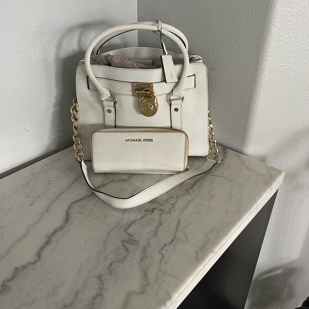 Michael Kors White Handbag and Wallet Set